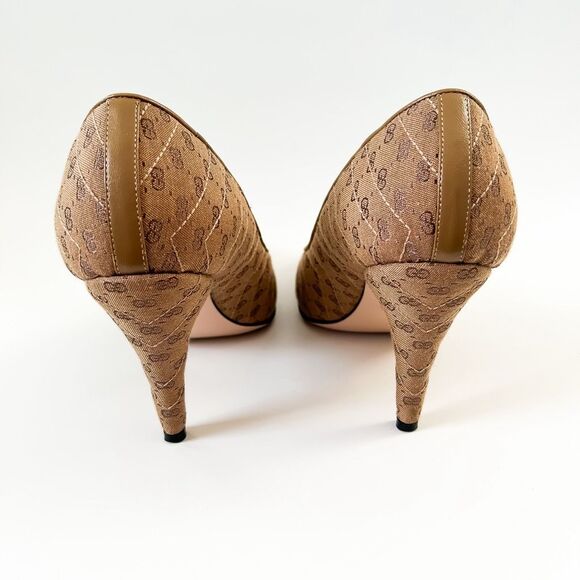 Gucci GG Monogram Pumps Quilted Chevron Heels Pointed Toe Size 40.5, 10.5 - Picture 7 of 14